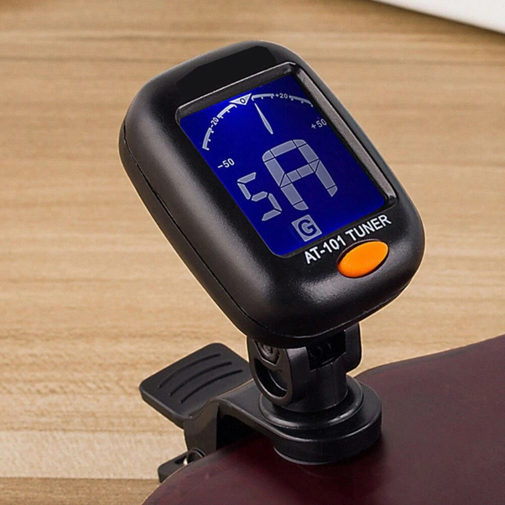 Clip-On Electric Tuner for Bass, Guitar, Ukulele, Violin – Digital Chromatic LCD Display, Perfect for Musicians