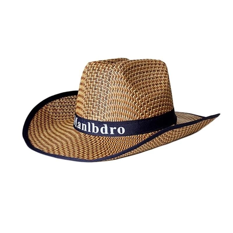 Braided Sunhat Cowboy Hat for Man and Women, Summer Straw Hat for Beach and Outdoor Activities, Stylish Headwear