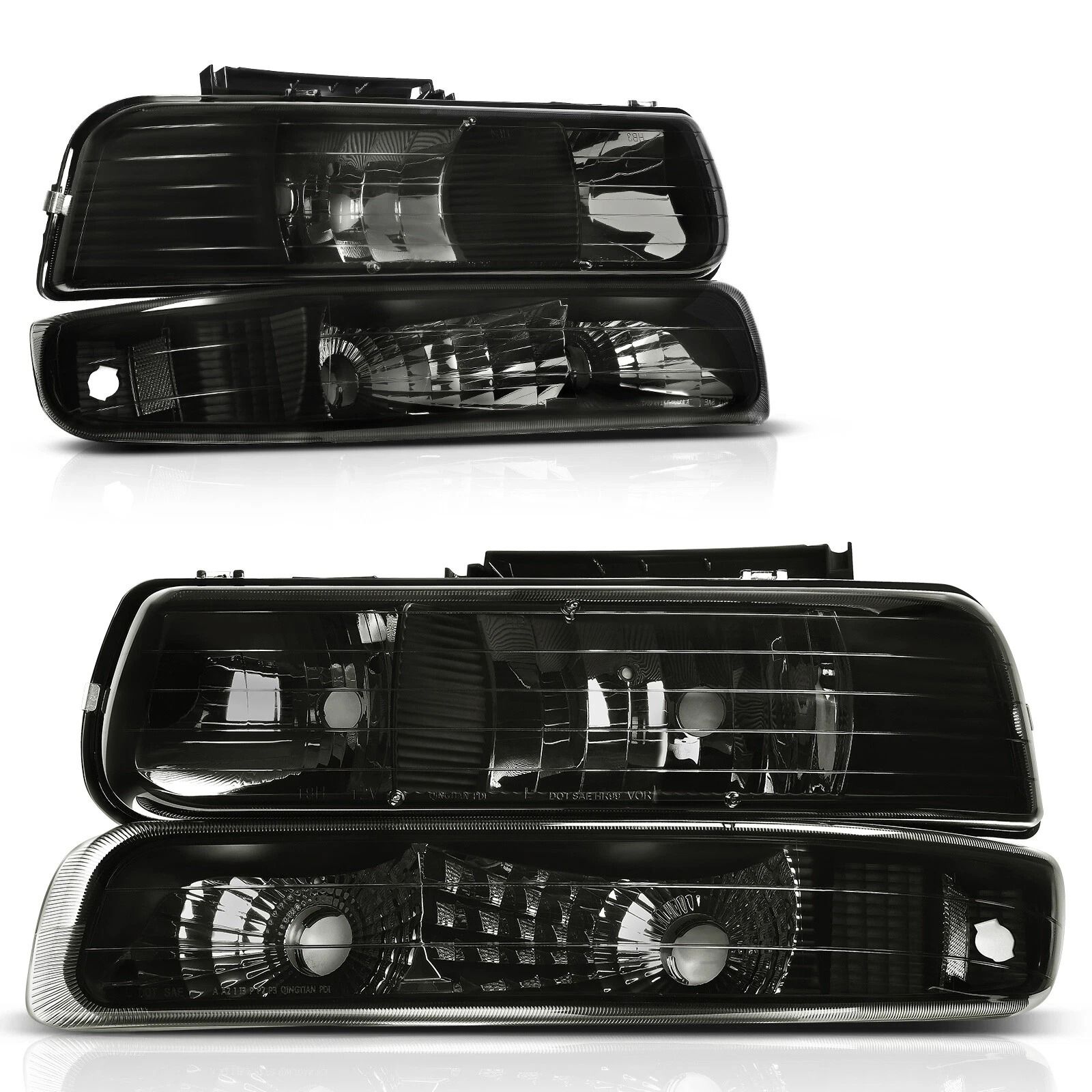 Smoke Lens Headlights, Bumper Lamps Silverado, Tahoe, Suburban - Custom Fit, Improved Design