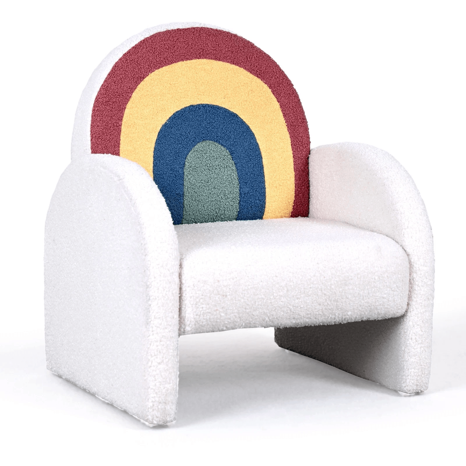 Anti-Tip Toddler Sofa for Playroom, Teddy Fleece Kids Chair with Solid Wood Legs