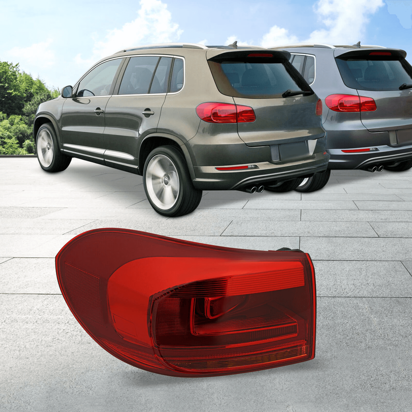 Left Side Haloge Outer Tail Light for Volkswagen Tiguan, No Bulb