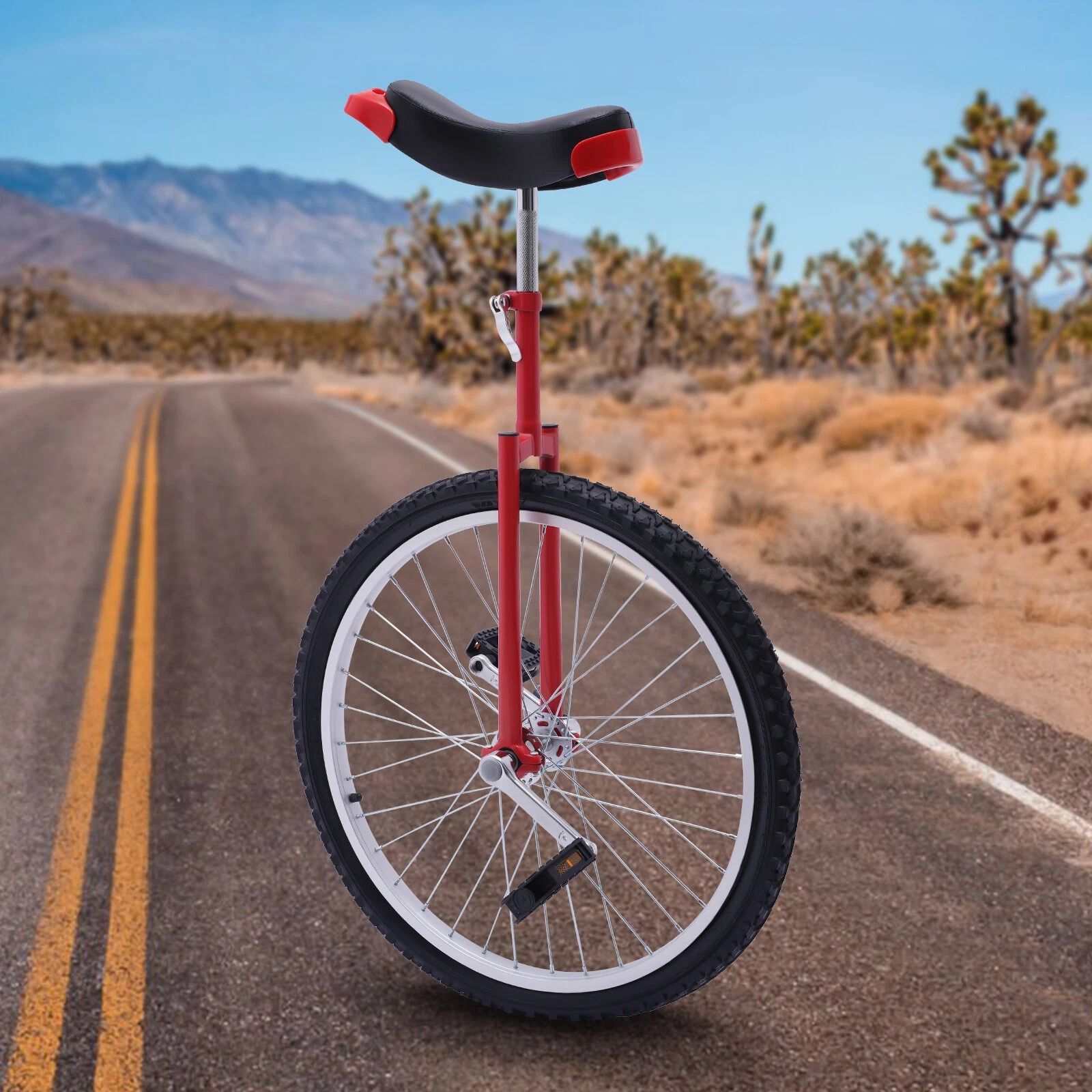 Sports Wheel Unicycle with Thickened Steel Pipe, Adjustable Seat