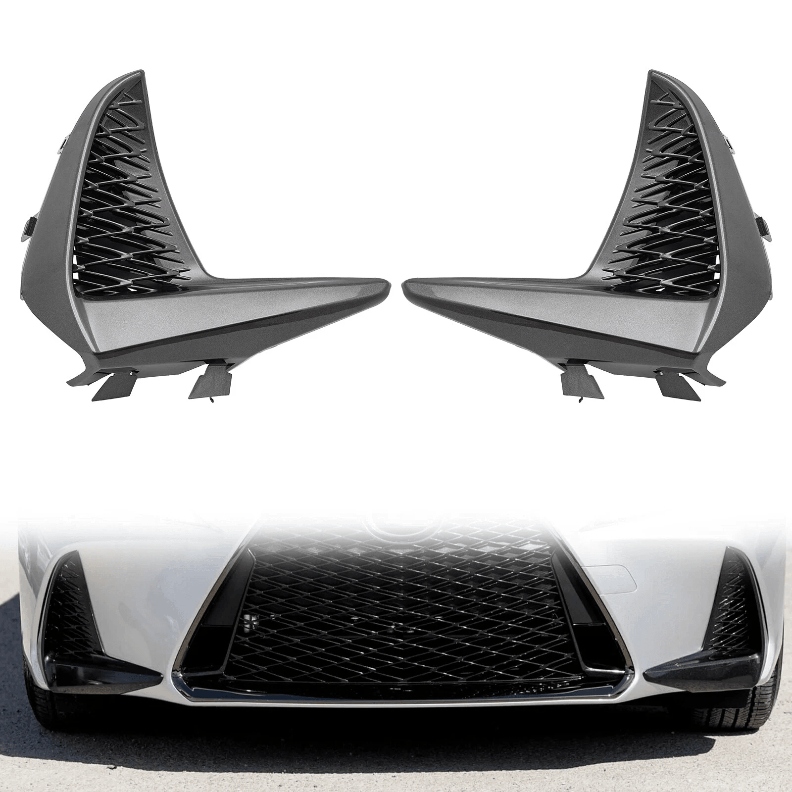 Black Bumper Grille for Lexus, Front Left Right Side Outer