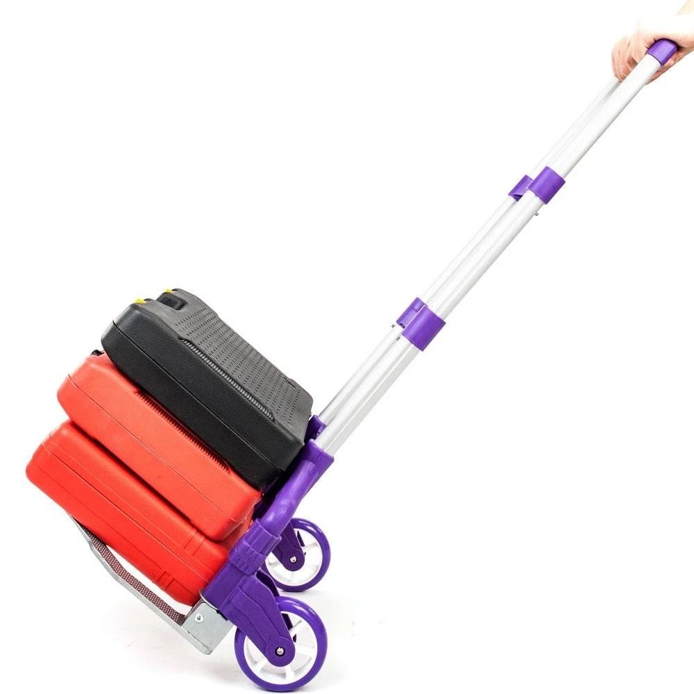 Folding Luggage Cart Dolly Collapsible Trolley Push Hand Truck with Bungee Cord