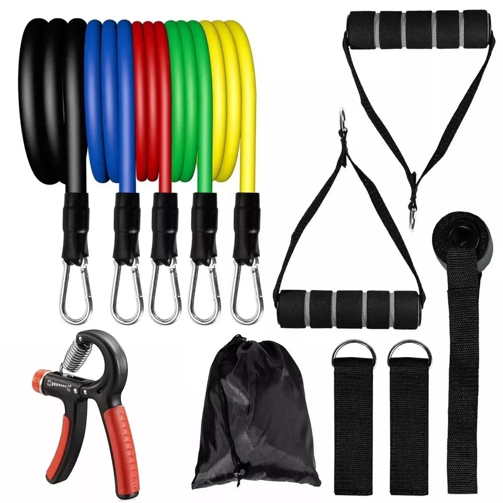 Yoga Resistance Band Set for Pilates, Abs Exercise, and Fitness Tube Bands