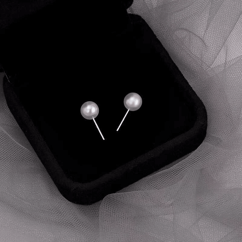 Sterling Silver Jewelry Earrings with Natural Round Pearl Stud for Women