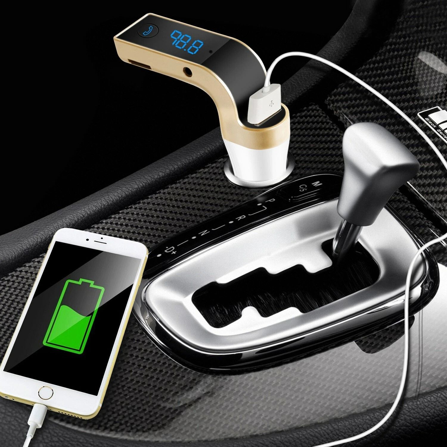 Handsfree Wireless FM Transmitter Car Kit with MP3 Player and USB Charger for Easy Car Audio Connectivity