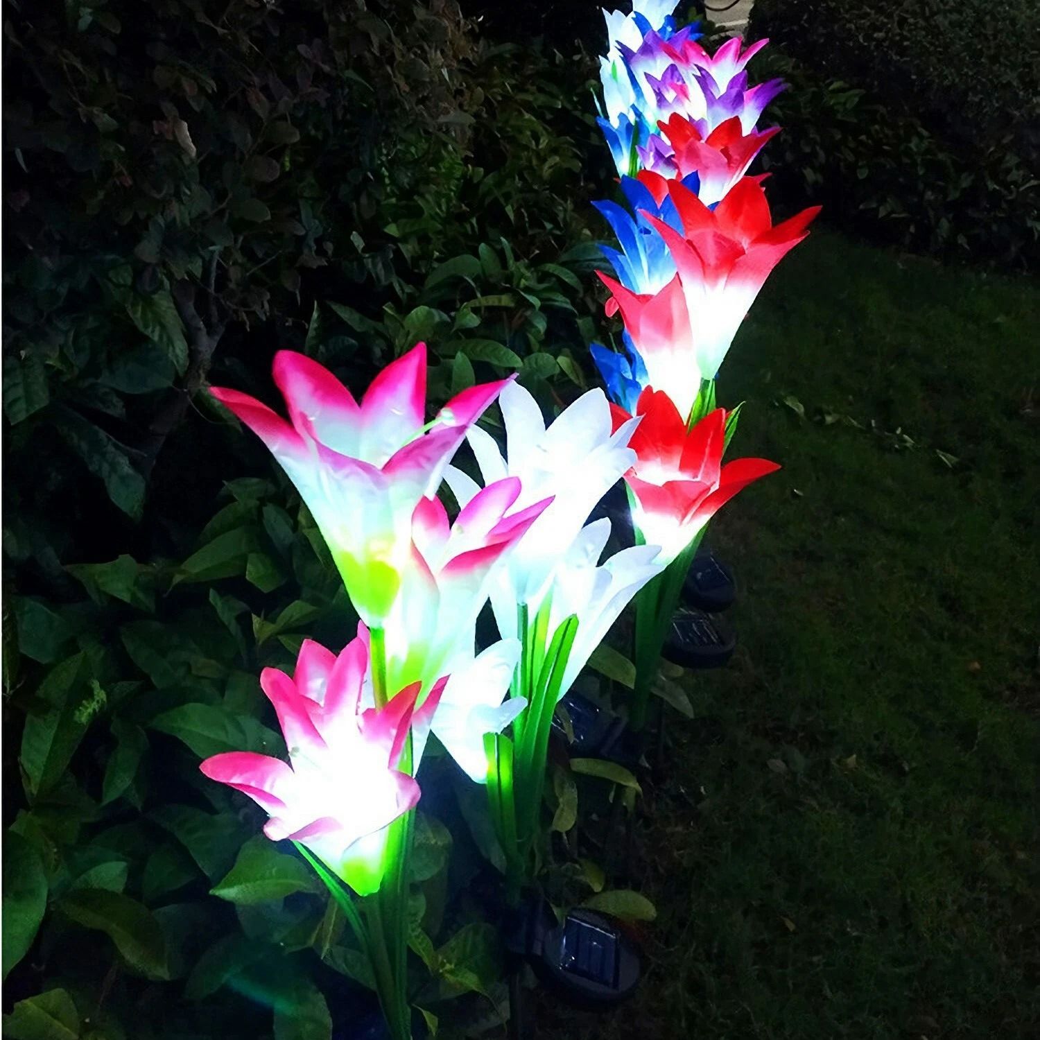 Solar Lily Flower LED Garden Lights Outdoor Pathway 7 Color