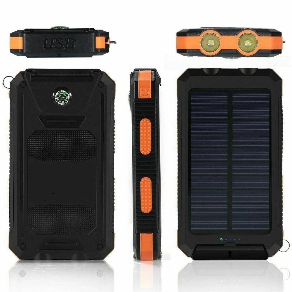 Solar Power Bank for Cell Phones Portable USB Charger with Dual USB Ports
