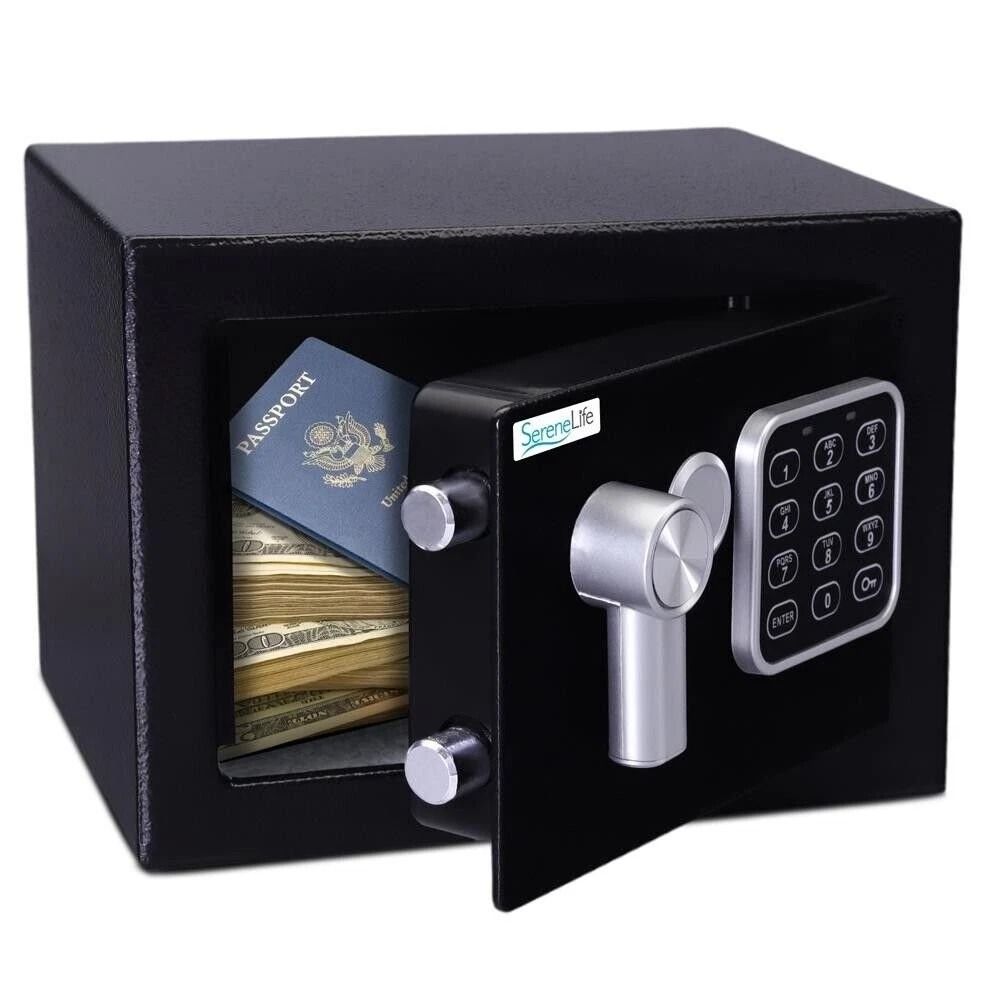 SereneLife Compact Digital Safe Box with Touch Pad & Backup Keys