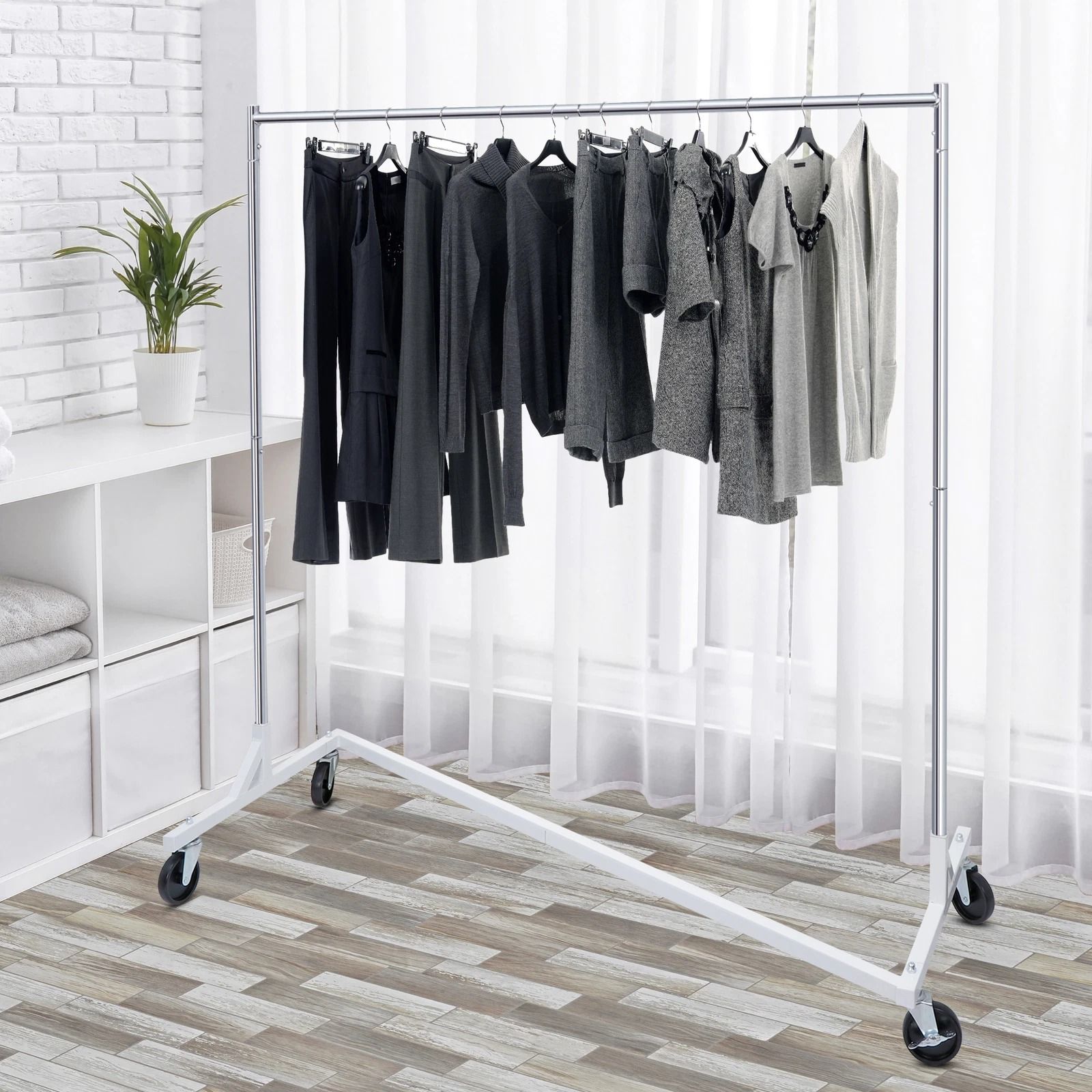Heavy Duty Clothes Rack Rolling Garment Rack with Wheels | Inspire Uplift