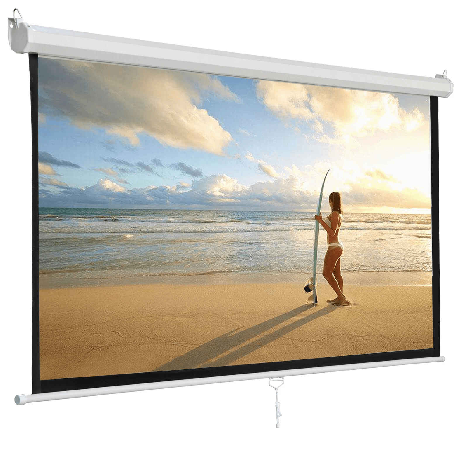 Manual Pull Down Projector Screen HD Format for Home & Office Use