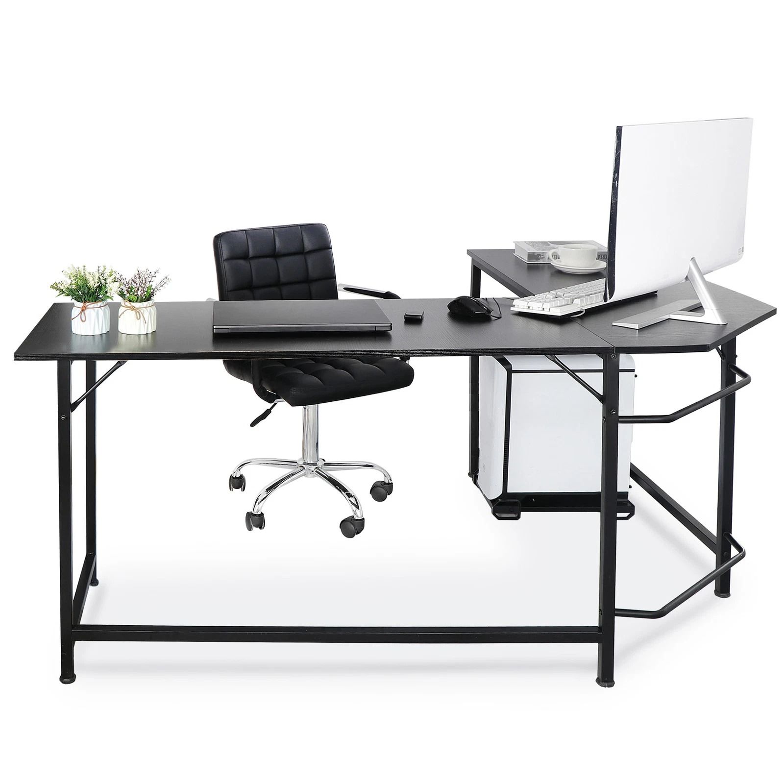 L Shaped Gaming Desk | Corner Computer Desk Workstation for PC/Laptop
