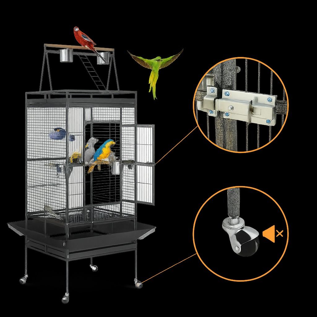 Large Bird Cage Play Top for Parrot, Finch, Macaw, and Cockatoo Perfect Flight Cage for Birds