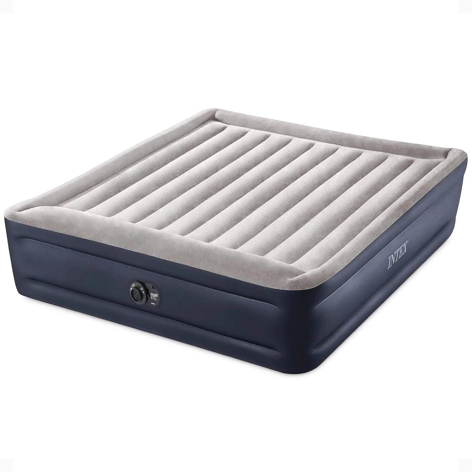 Intex Dura Beam Plus Deluxe Blow Up Air Mattress with Built-In Pump, King