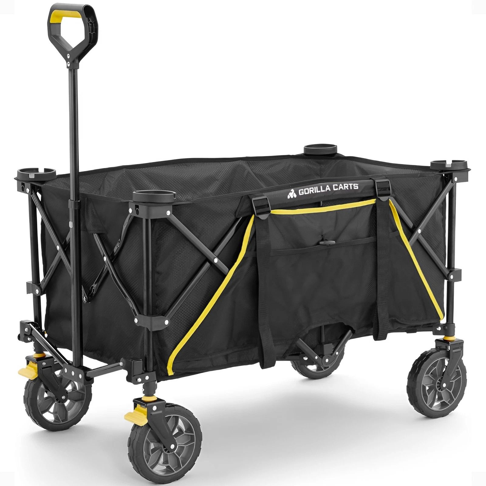 Gorilla Carts Collapsible Outdoor Utility Wagon Oversized Bed, Black
