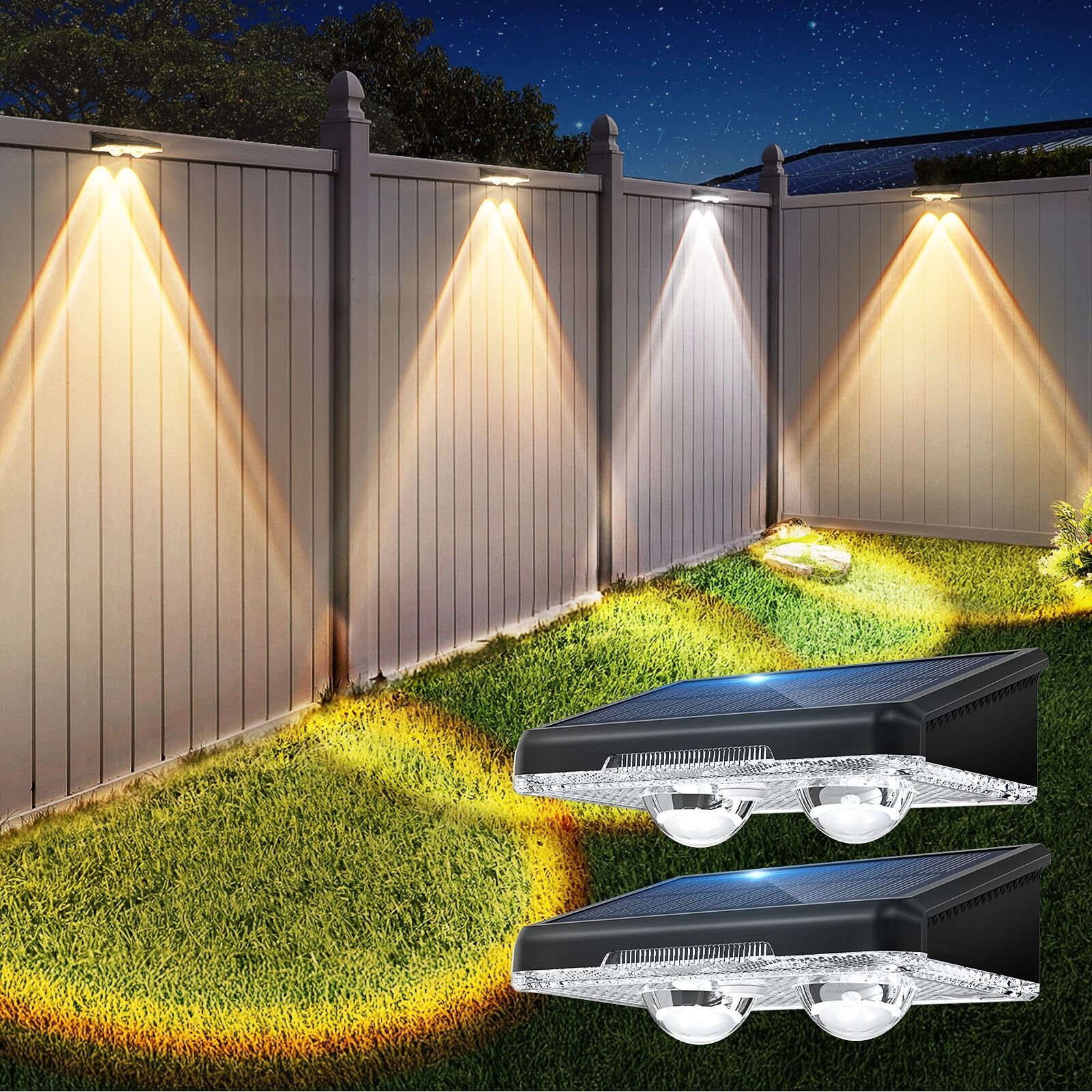 LED Solar Power Wall Light, Waterproof Outdoor Garden Fence Deck Lamp, Solar Powered Step Lighting