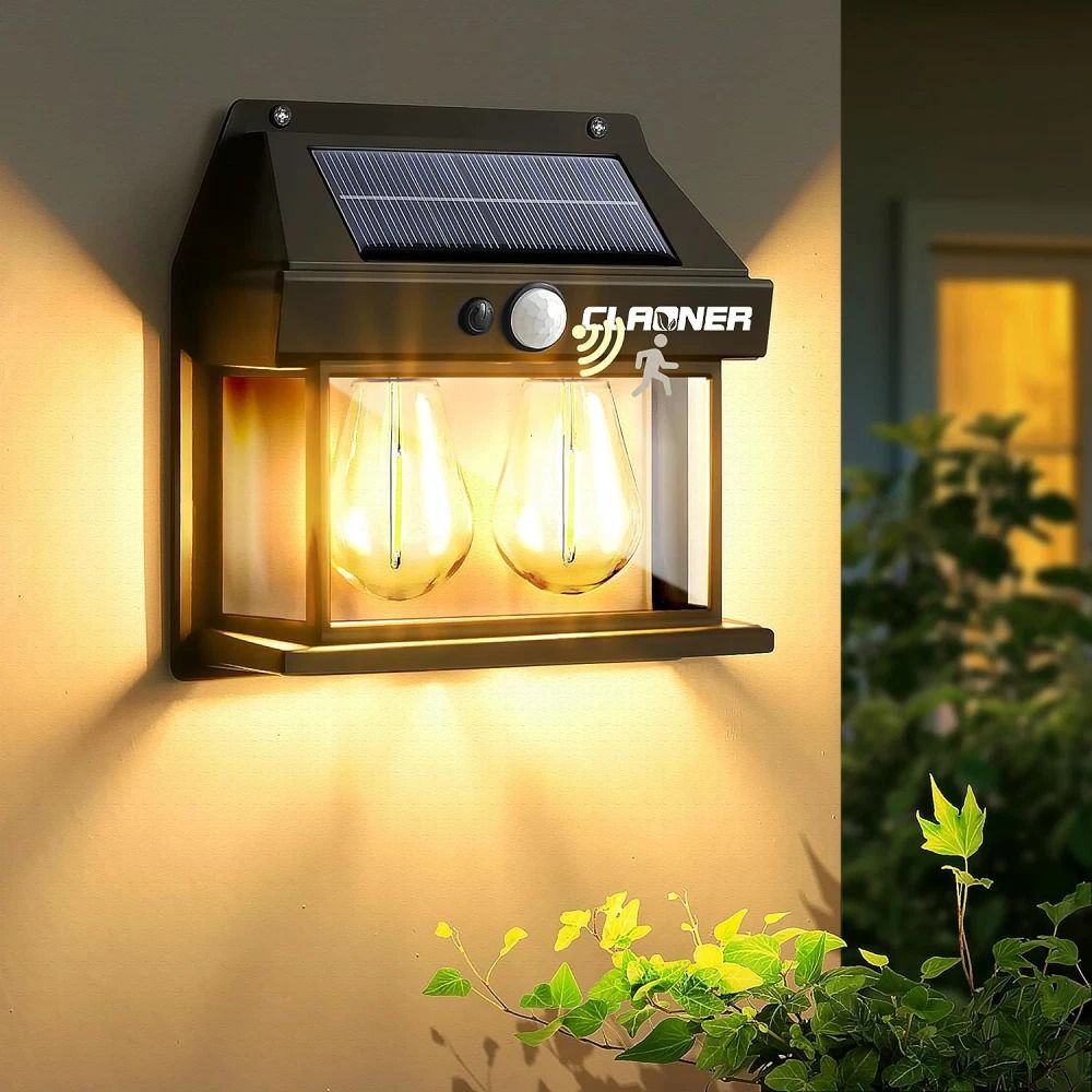 LED Solar Power Wall Light with Motion Sensor Outdoor Garden Dusk to Dawn Solar Lamp
