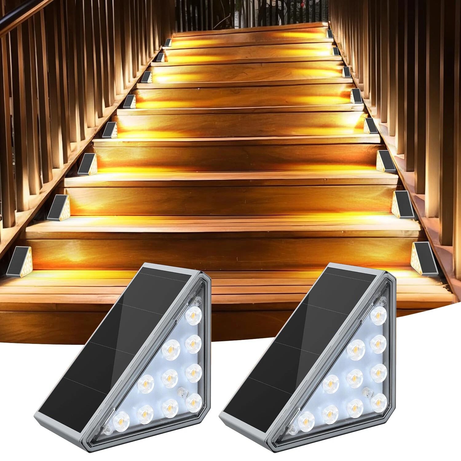 Solar Deck Lights LED Outdoor Garden Pathway Stairs Step Fence Lamp
