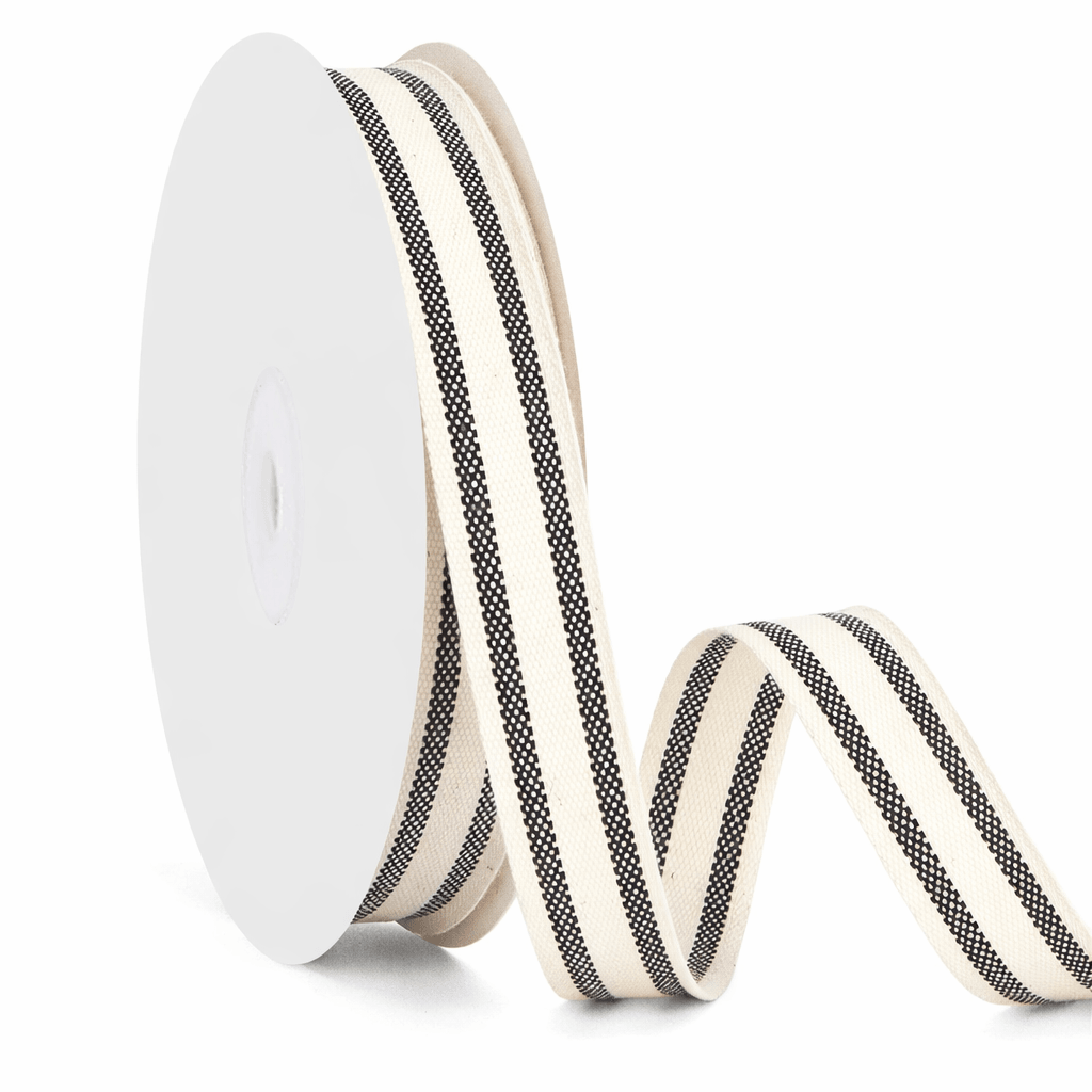 Natural Cotton Striped Ribbon Elegant Ivory Grosgrain for Crafting and Decoration