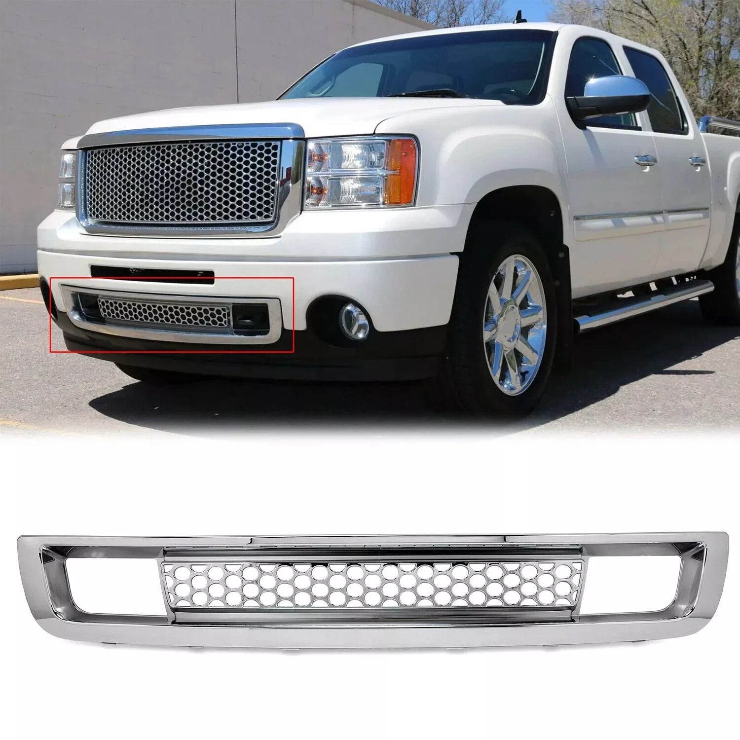 GMC Sierra Chrome Lower Bumper Grille Denali Mesh Upgrade