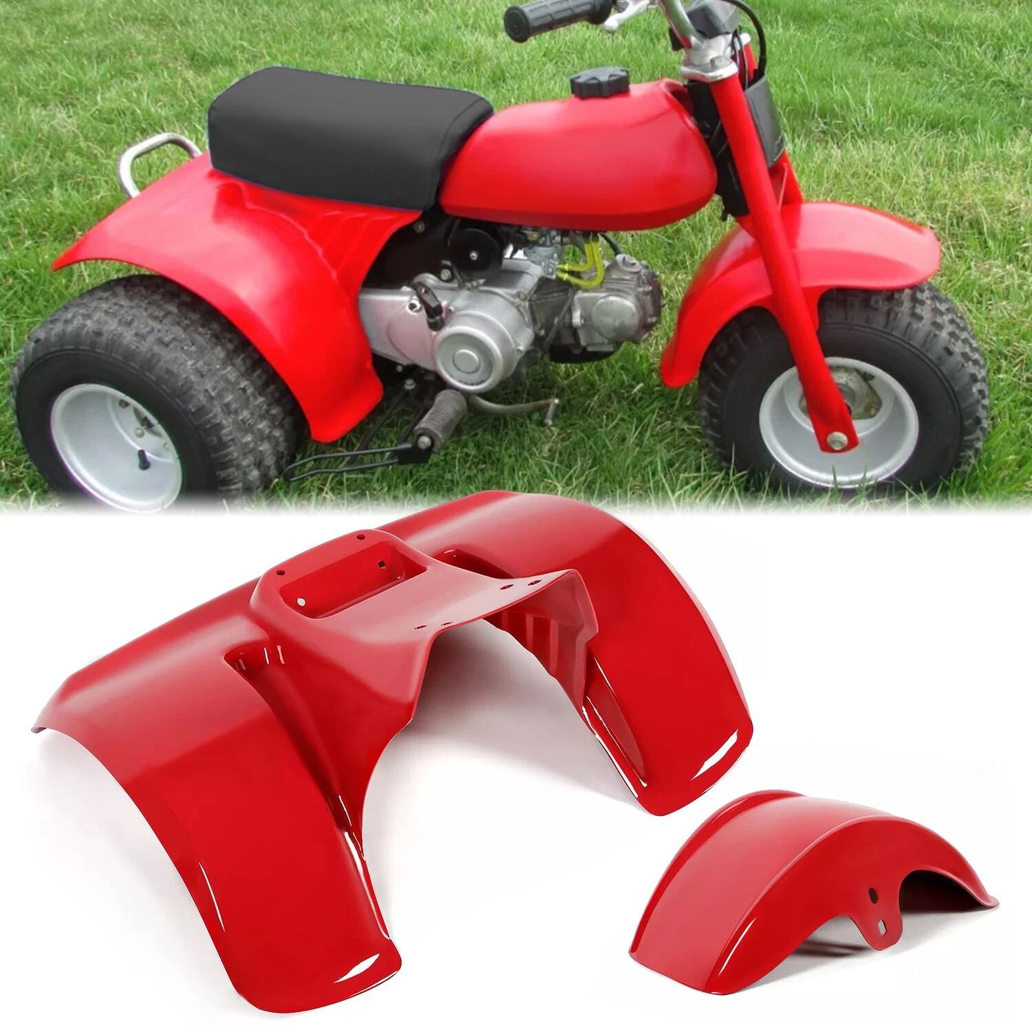 Honda ATC70 Fender Kit Red Plastic Front Rear Replacement