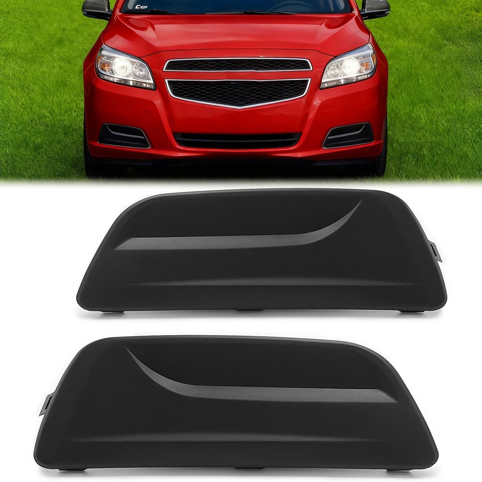Chevy Malibu Fog Light Cover Set Front Bumper Bezel Replacement Black Trim Pair