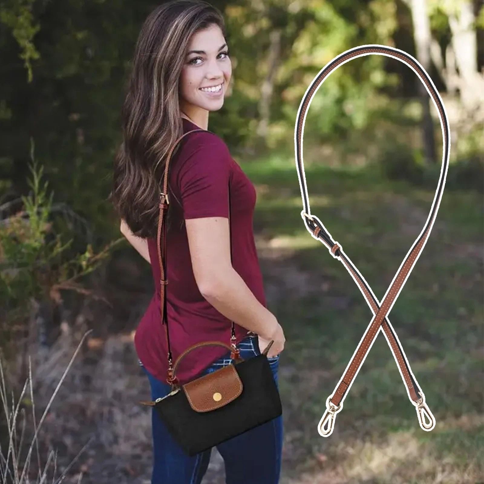 Replacement Crossbody Strap for Longchamp Bag Adjustable Leather Shoulder Handle