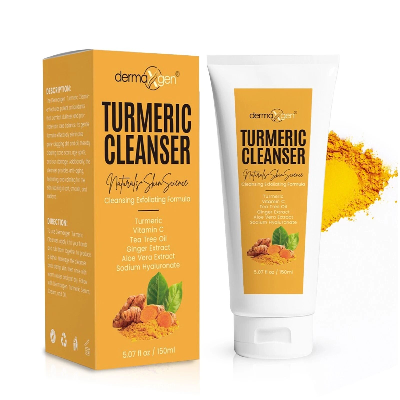 Turmeric Face Cleanser with Vitamin C Exfoliating, Brightening & Dark Spot Removal
