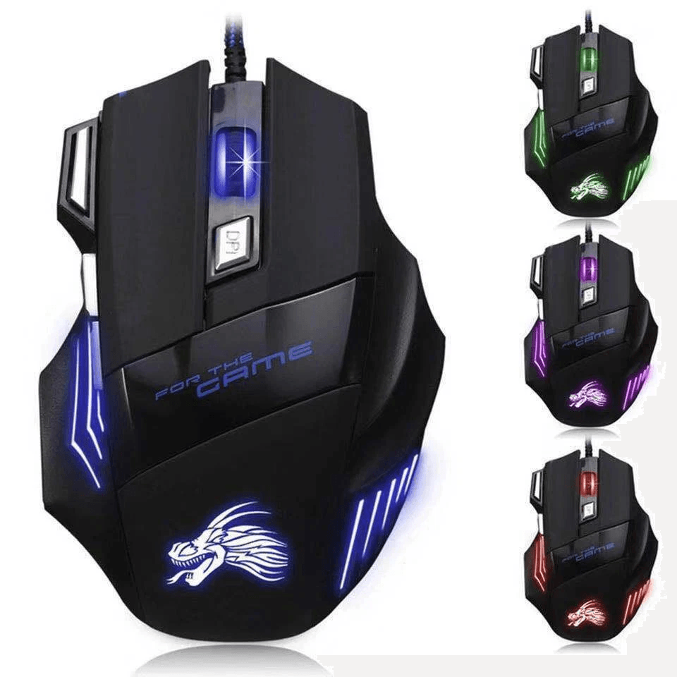 7 Button LED Gaming Mouse with Adjustable DPI Wired for Precision and Comfort