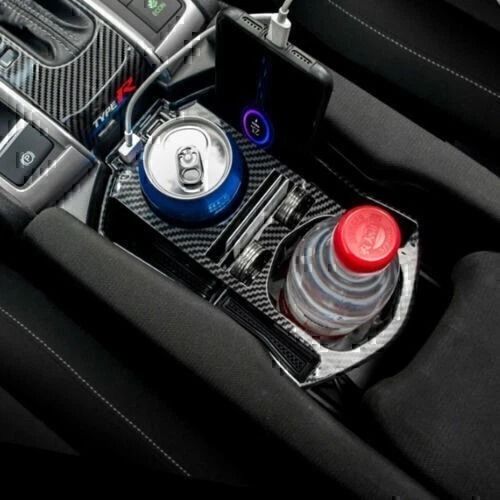 Honda Civic Carbon Fiber Console Organizer Cup Holder Insert for Sedan