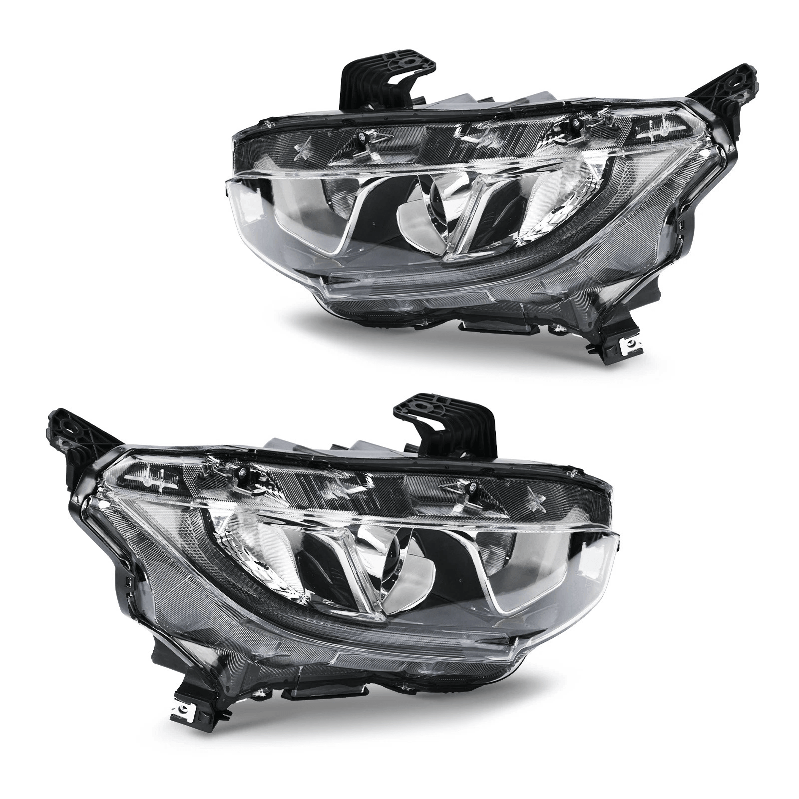 Projector Headlights Chrome Clear Set for Honda Civic (Left+Right)