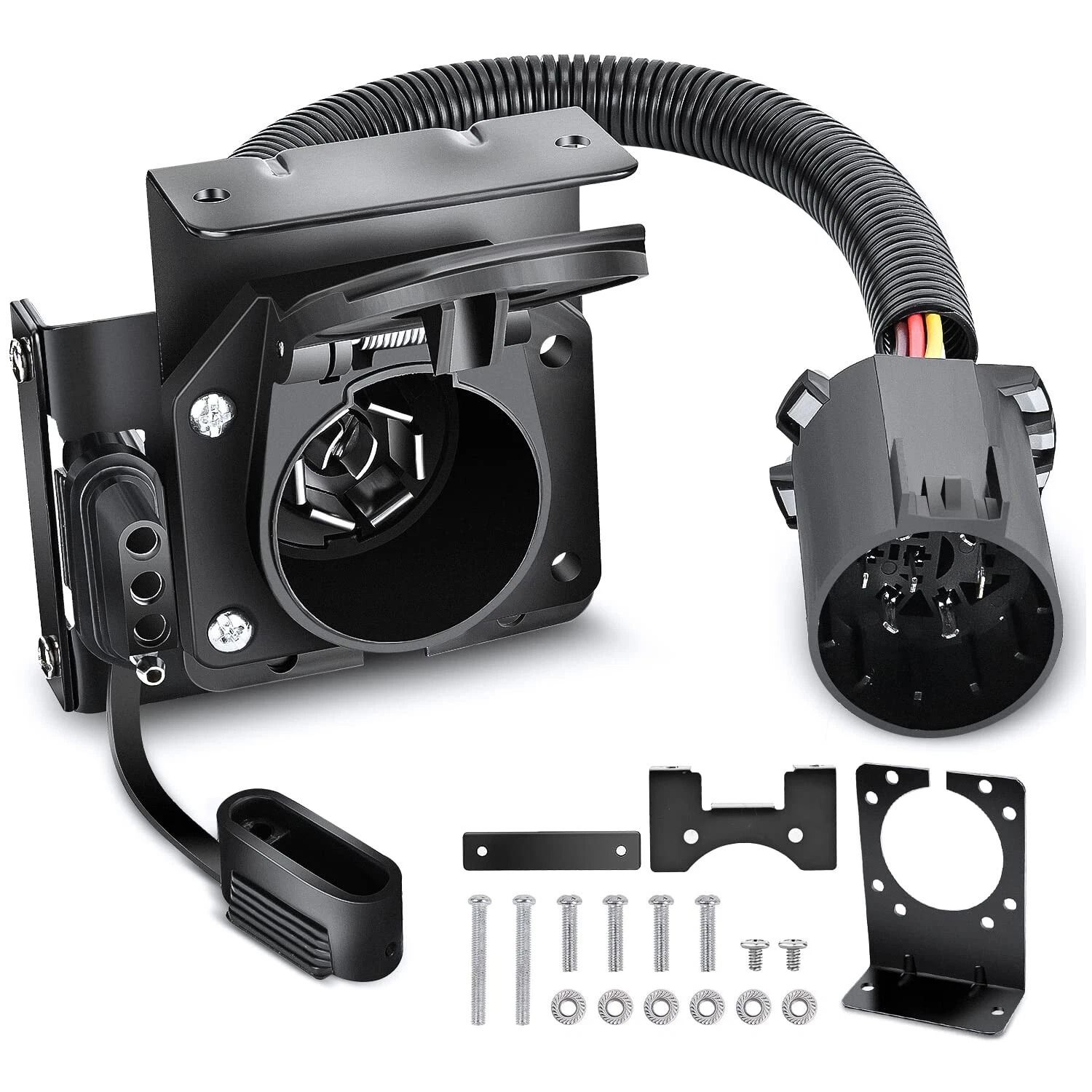 Silverado 7 Way Trailer Connector with 4 Pin Flat Multi Tow Adapter