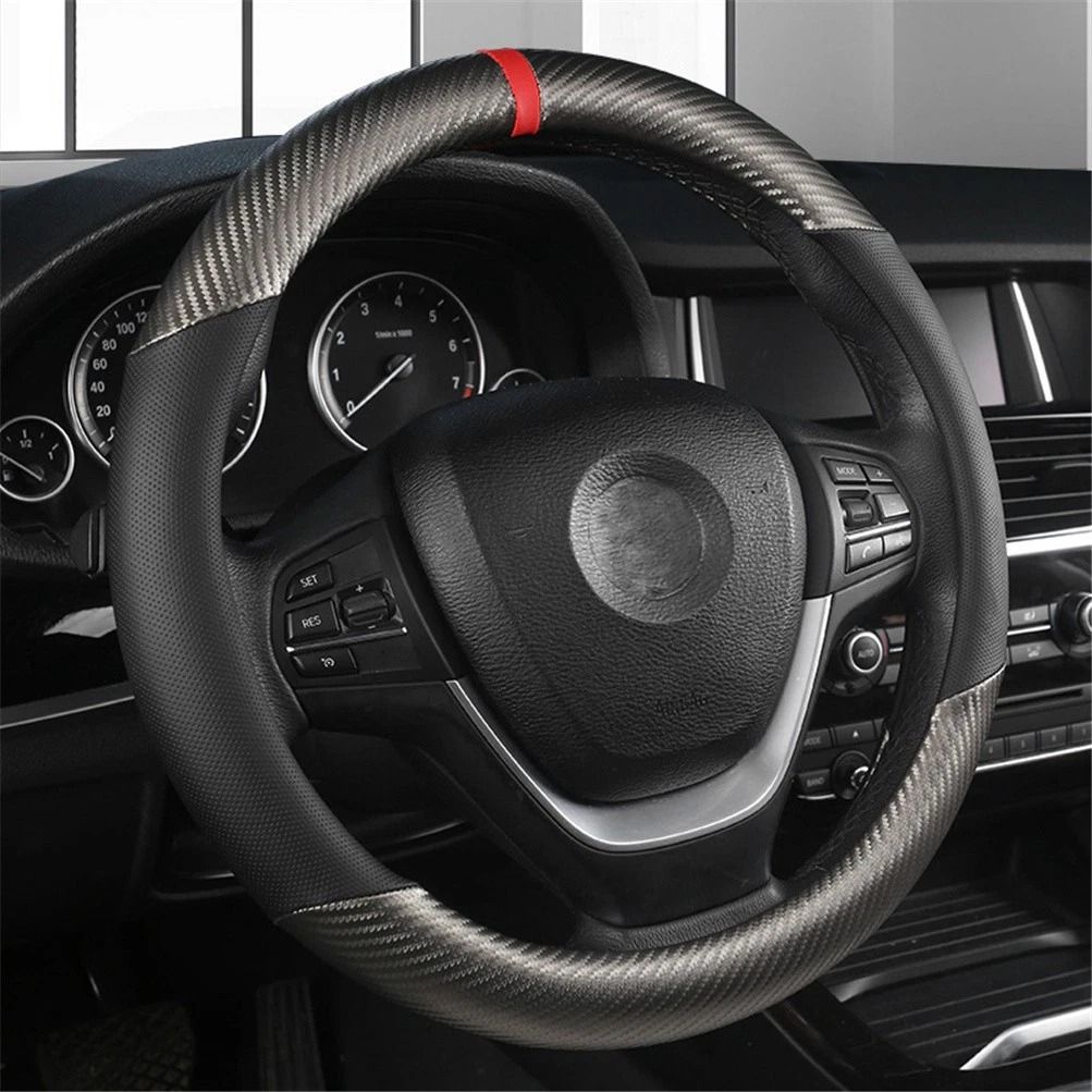 Honda Steering Wheel Cover Carbon Leather Anti Slip Grip for Civic Accord CR V
