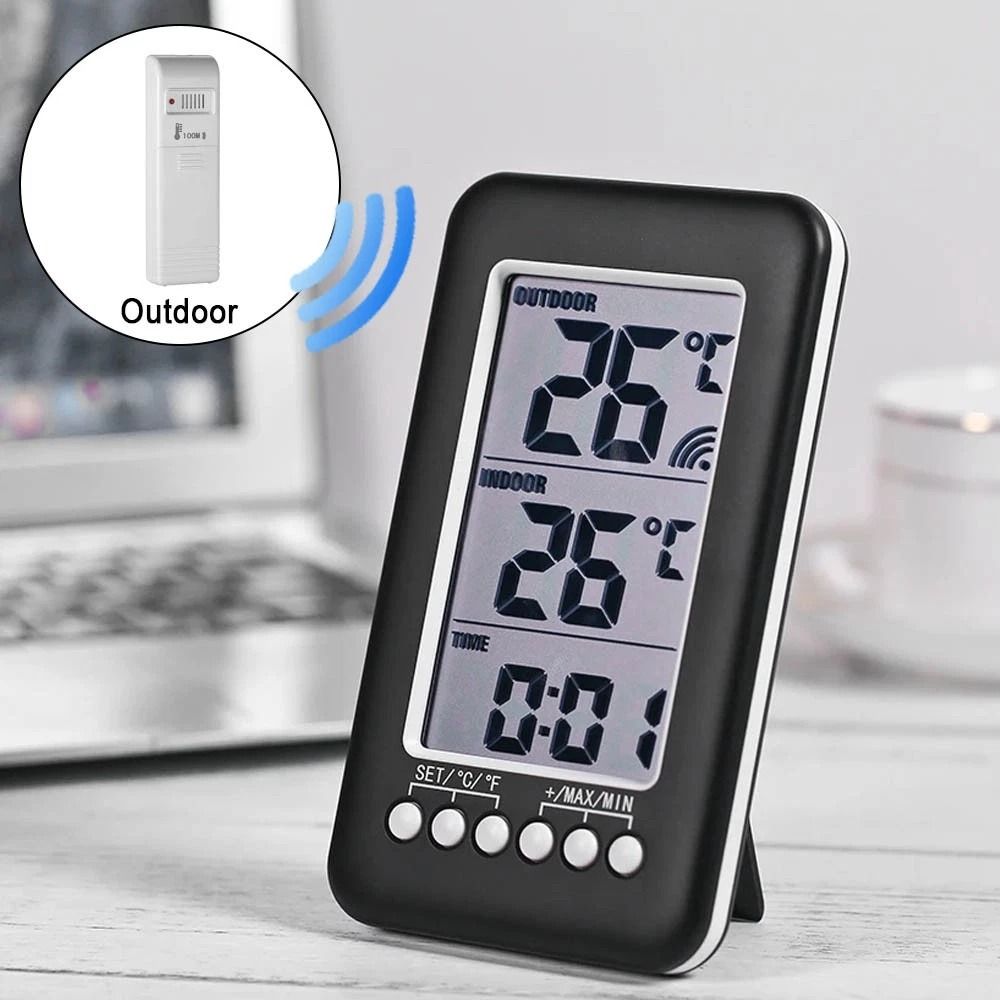Wireless Digital Thermometer for Home Indoor & Outdoor Use, Range, LCD Display, Celsius/Fahrenheit