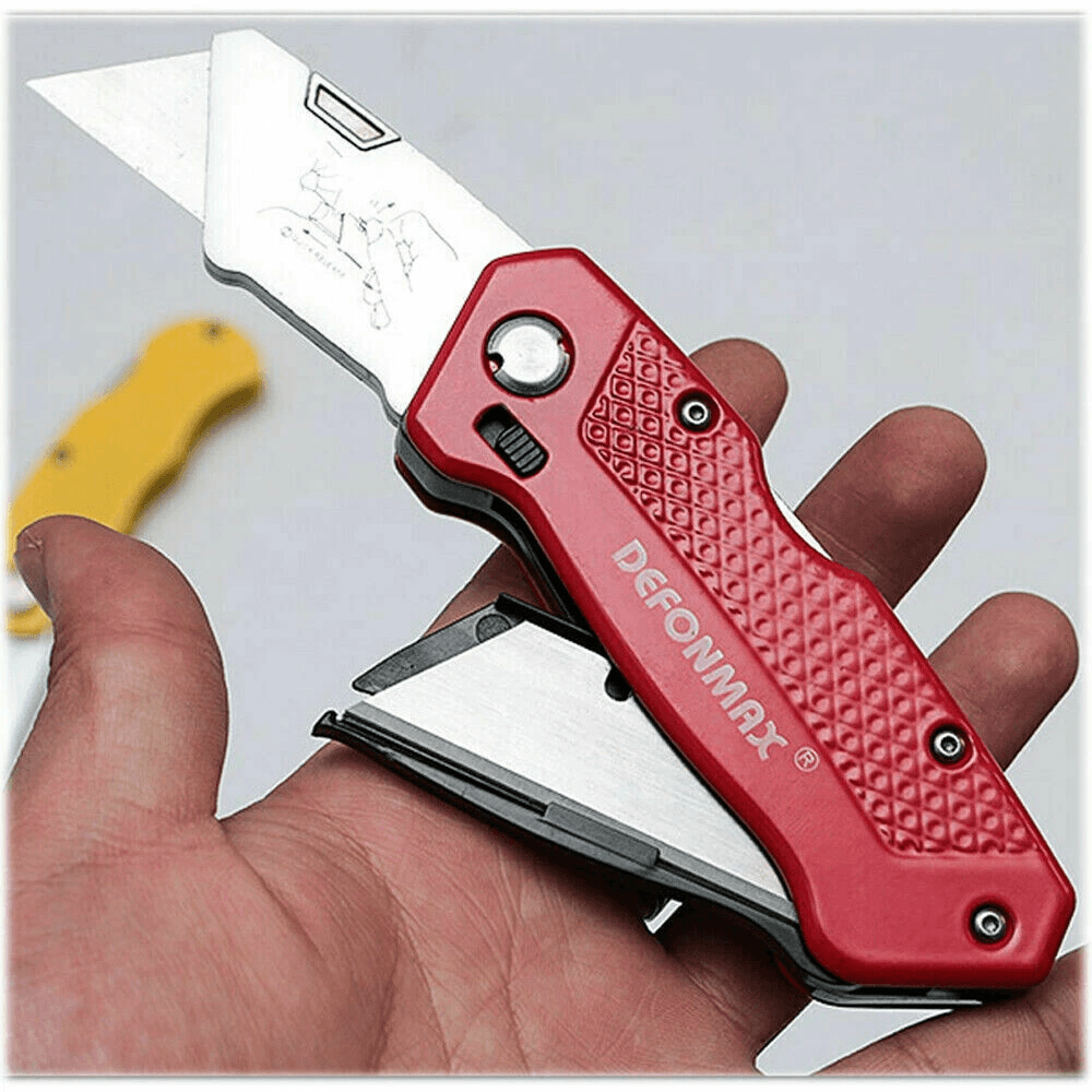 Heavy Duty Folding Utility Knife with Quick Blade Change Blade Durable Box Cutter for DIY and Professional Use