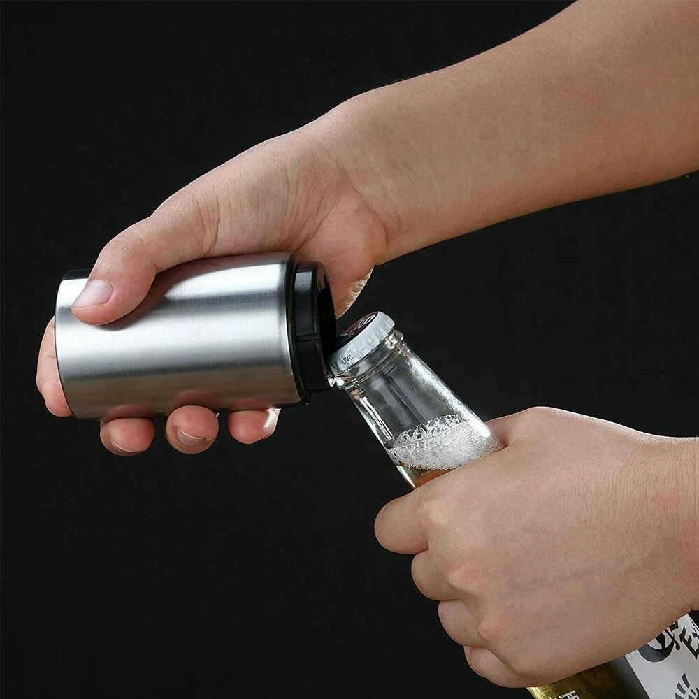 Automatic Beer and Soda Bottle Opener Stainless Steel Magnetic Cap Remover for Bar Use
