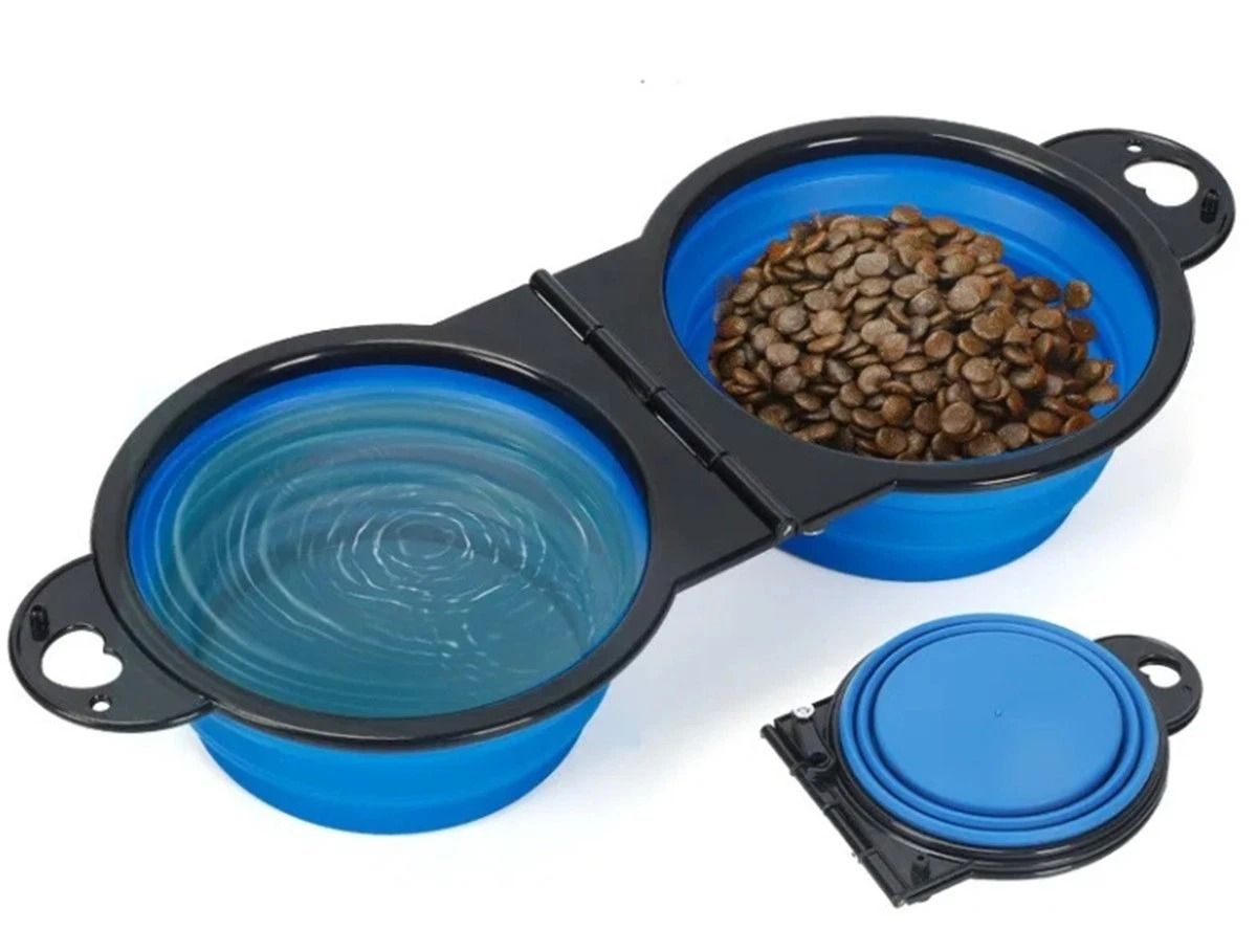 Collapsible Silicone Dog Bowl Portable 2 in 1 Travel Food & Water Dish