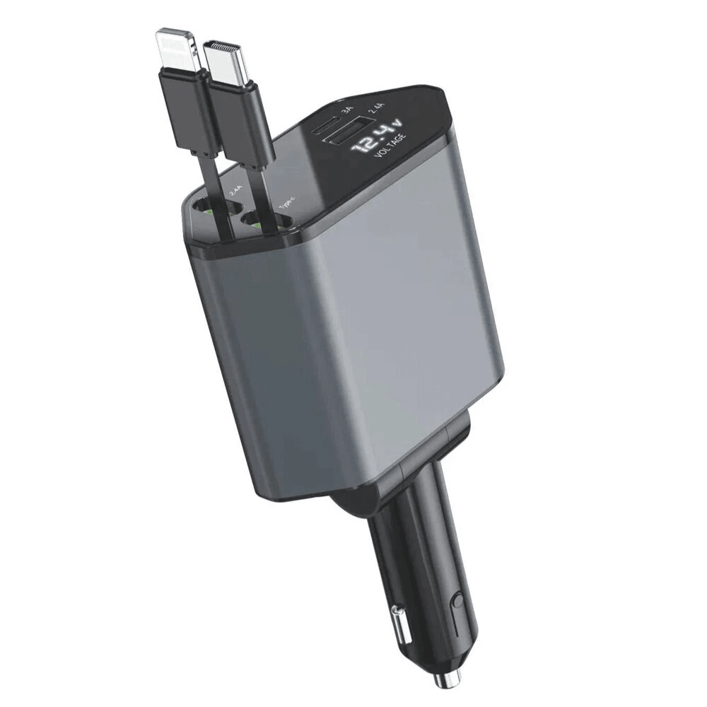 Retractable Car Charger Fast USB C Car Charger for iPhone and Android