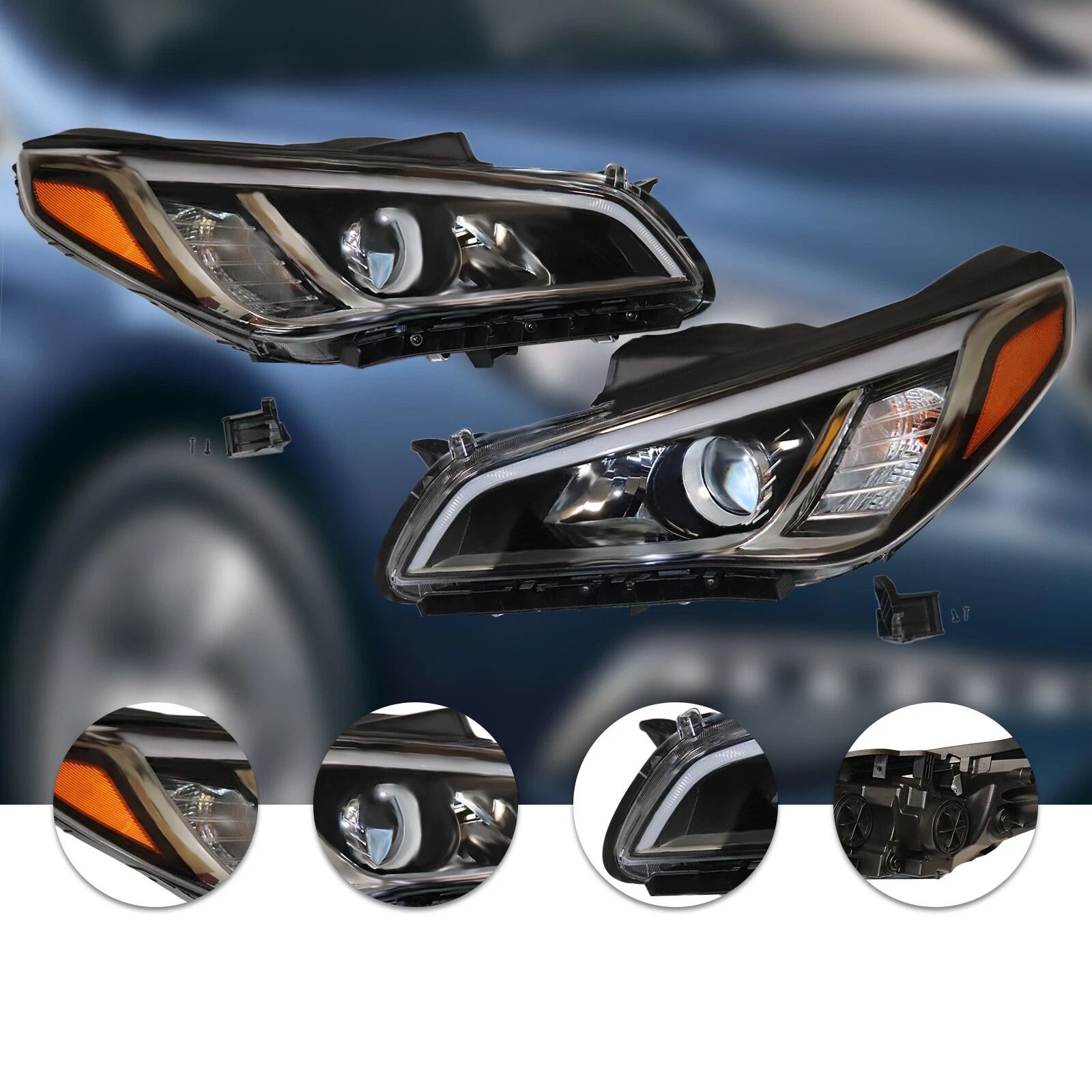 Headlight Set for Hyundai Sonata Left & Right Headlamp Assembly OEM Quality Replacement