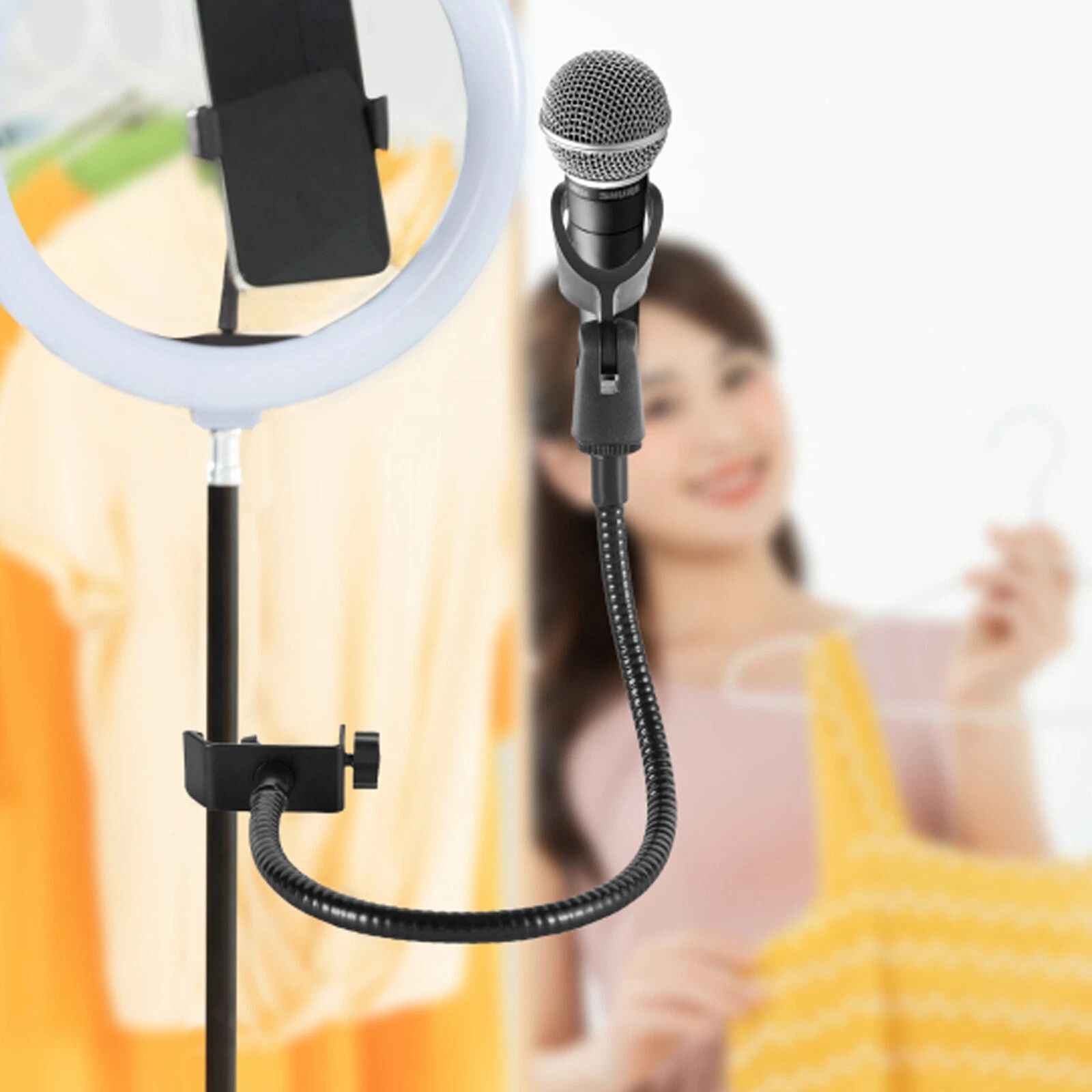 Adjustable Gooseneck Microphone Stand with Desk Clamp Mic Stand for Broadcast & Streaming