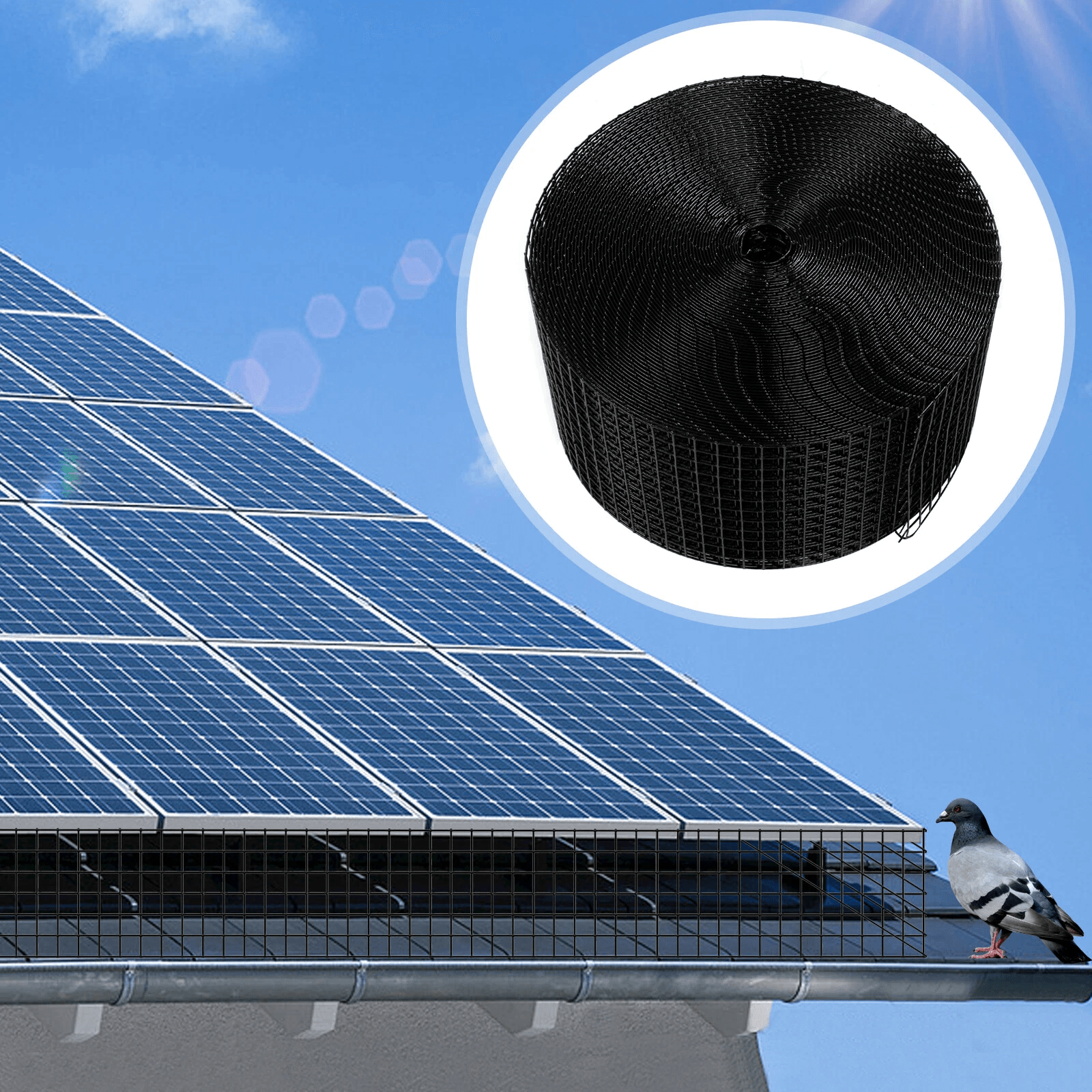 Premium Solar Panel Bird Guard Mesh Kit solar panel bird proofing mesh Roll with Clips