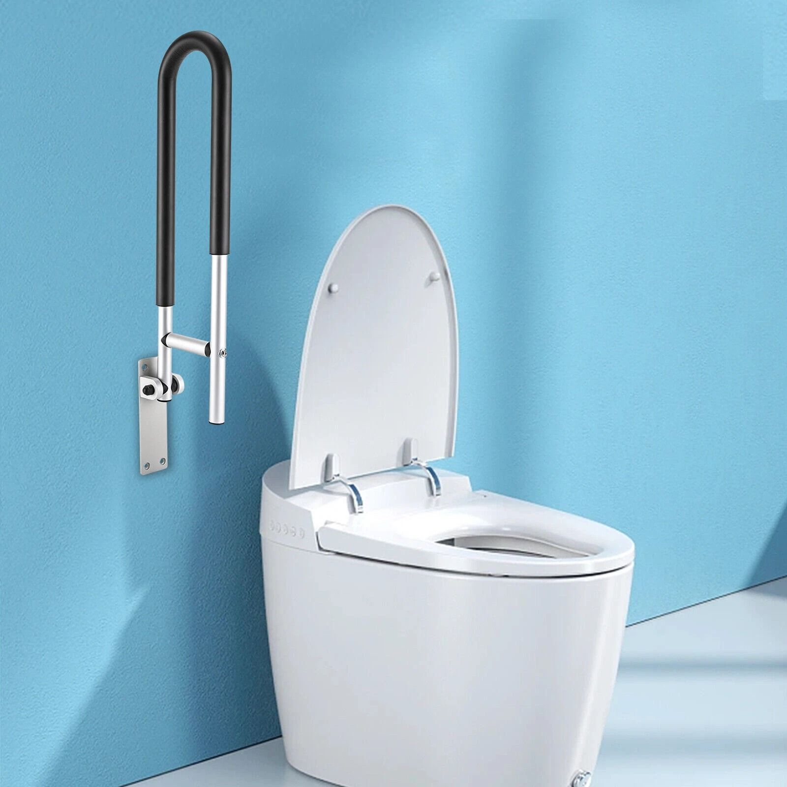 Premium Wall Mounted Toilet Safety Rail & Bathroom Grab Bar for Seniors, Elderly & Disabled Support