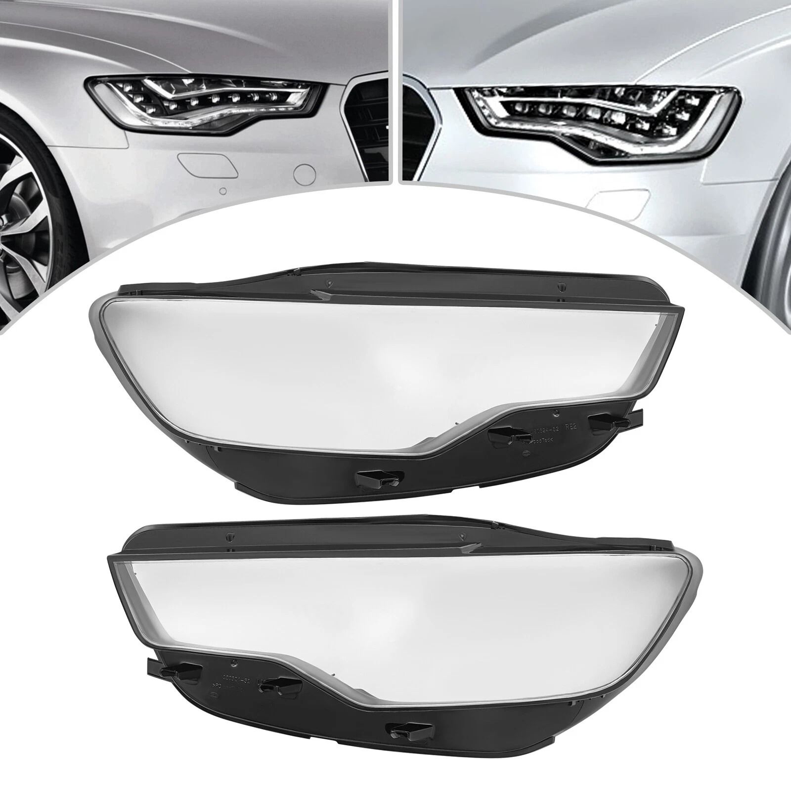 Audi A6 C7 Headlight Lens Cover Pair Clear Left and Right Headlamp Covers