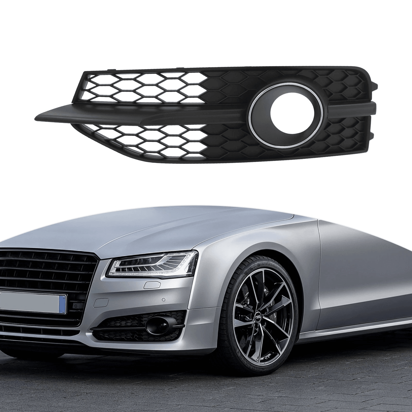 Premium Front Bumper Fog Light Cover Grille for Audi A7 S Line S7 (Left, ABS)