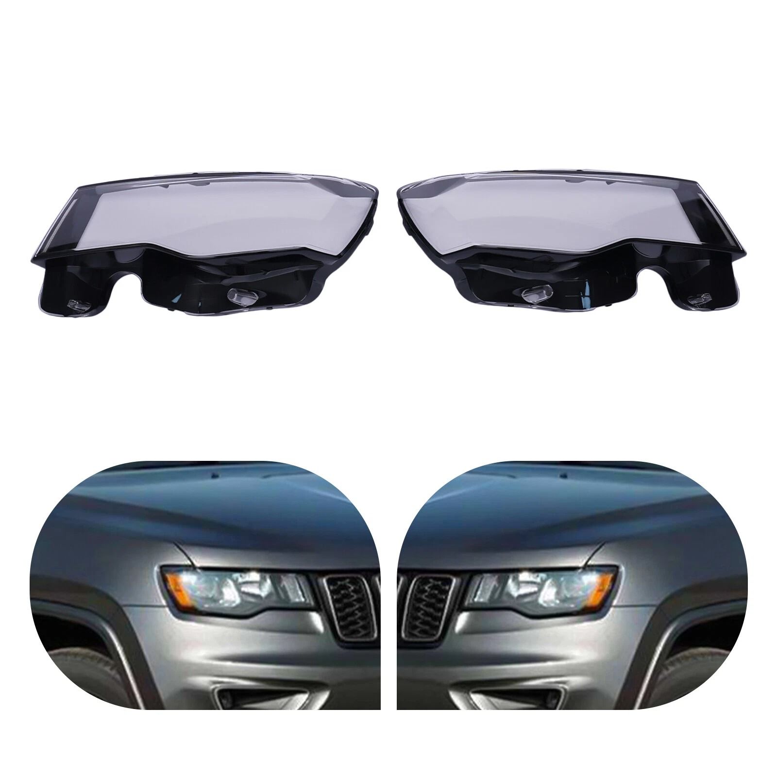 Jeep Grand Cherokee Headlight Lens Cover Pair Clear Left Right Replacement