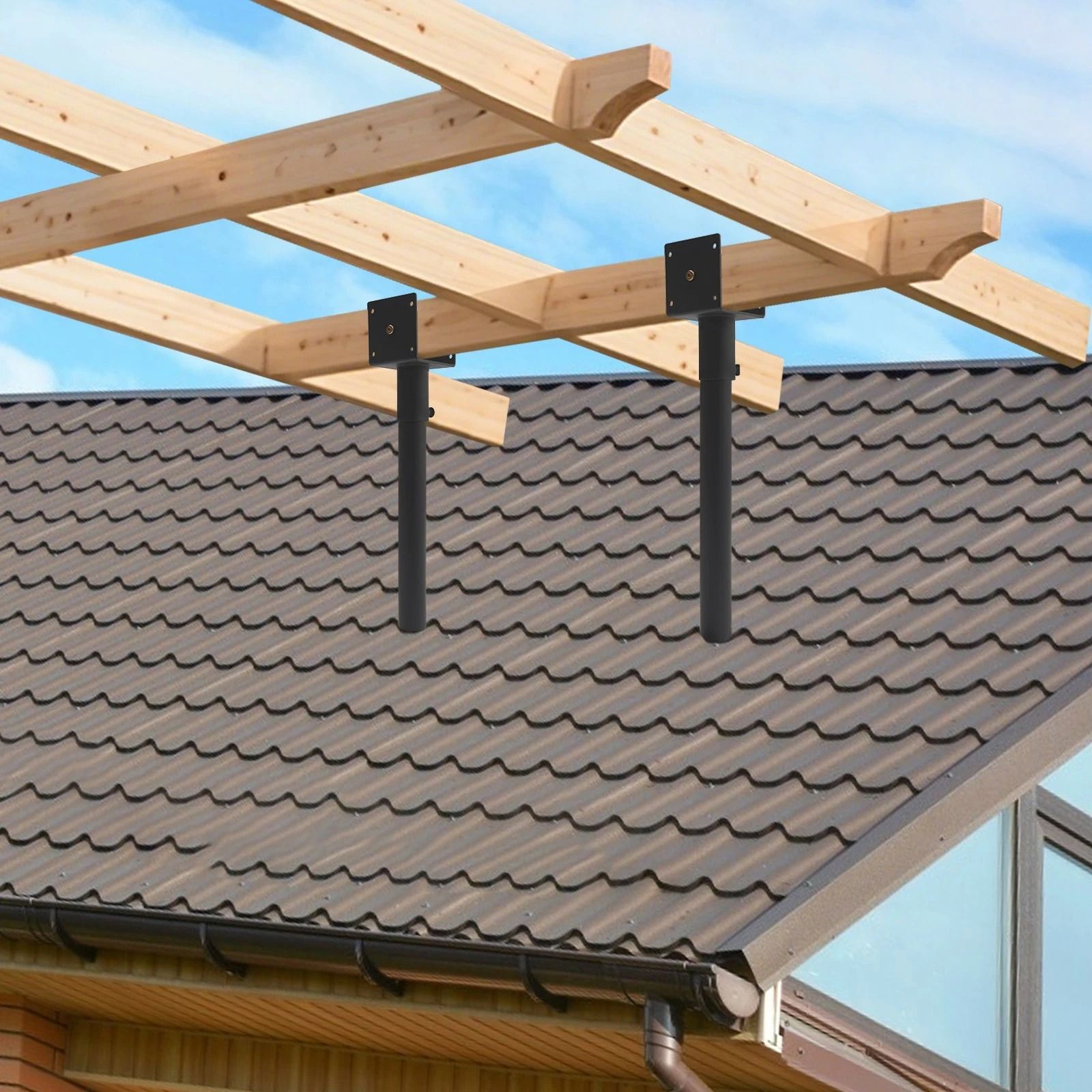 Heavy Duty Roof Riser Brackets for Patio Roof Beam Support