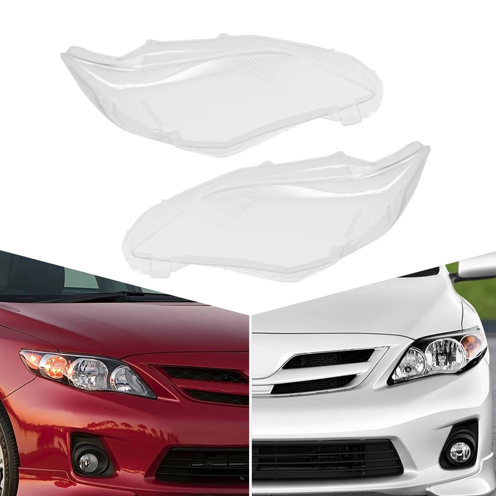 Toyota Corolla Headlight Lens Cover Pair Clear Left Right Replacement
