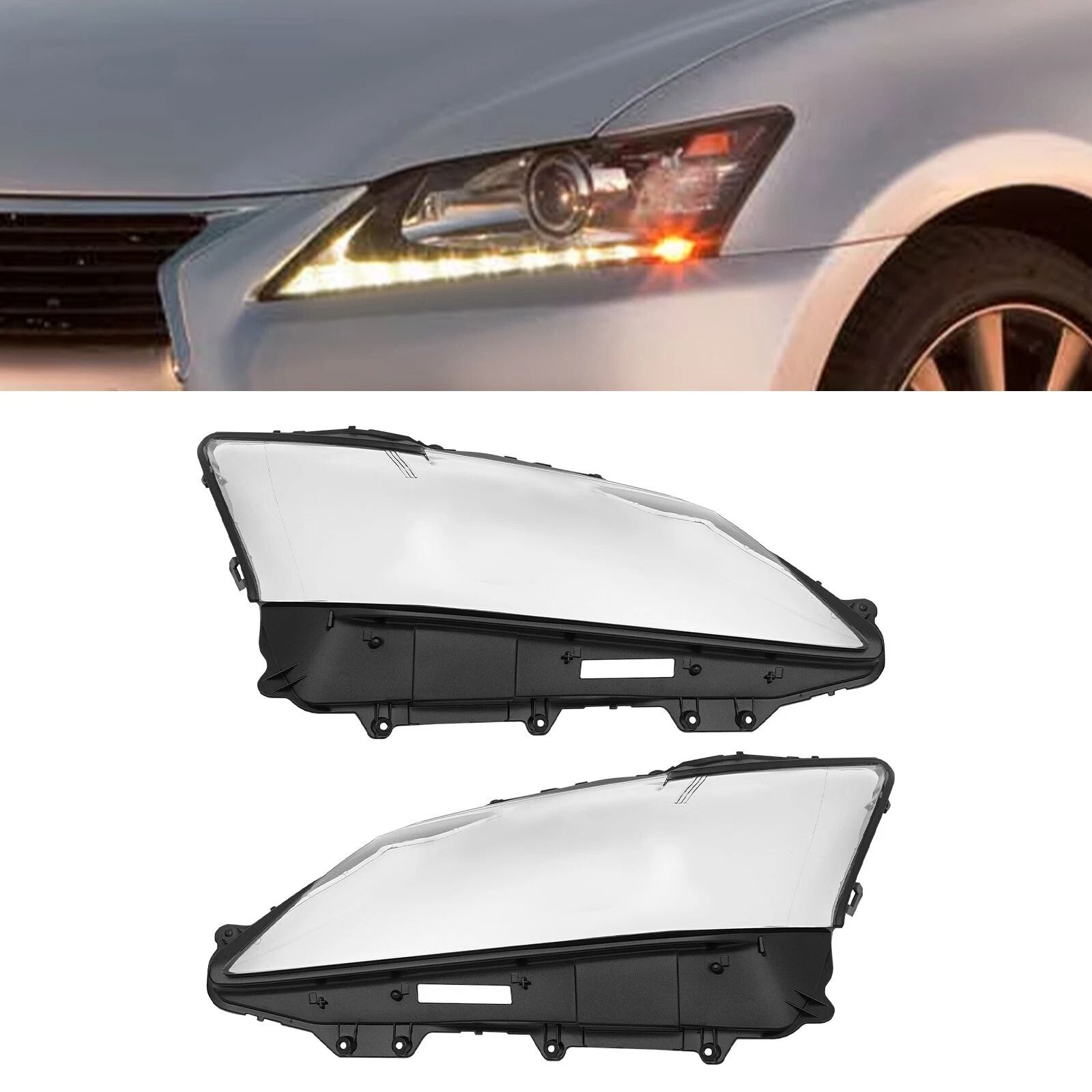 Lexus Headlight Lens Cover Pair 2012 2015 Clear Front Replacement