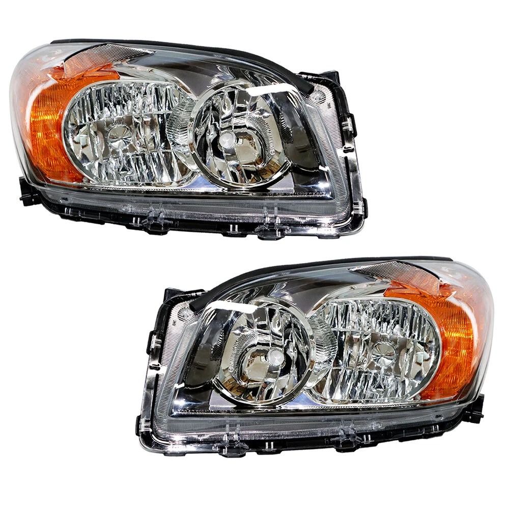 For Toyota Rav4 Pair of Black Headlights Headlamps Assembly